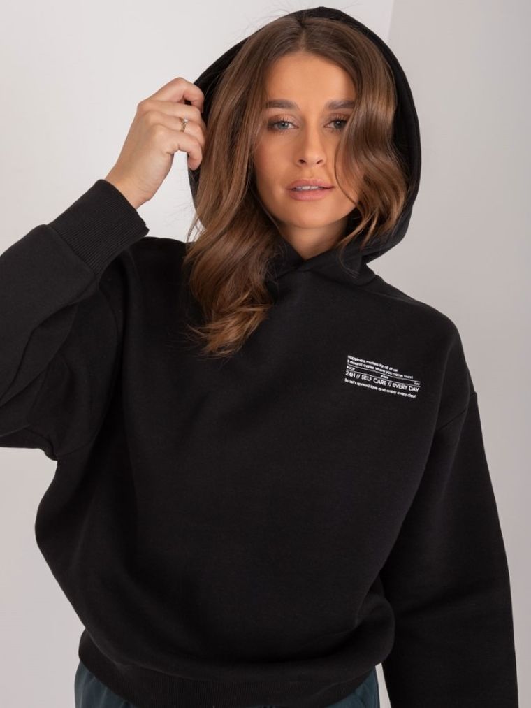 Bluza damska z kapturem, czarna, Sublevel