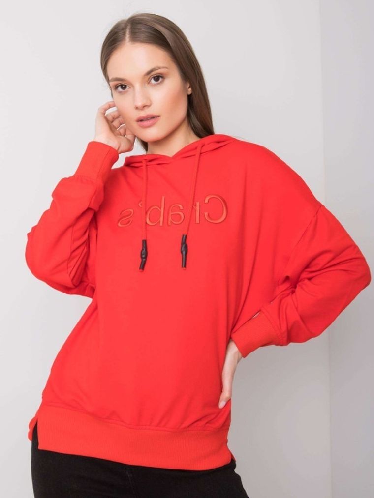 Bluza damska z kapturem, czerwona, Factory Price