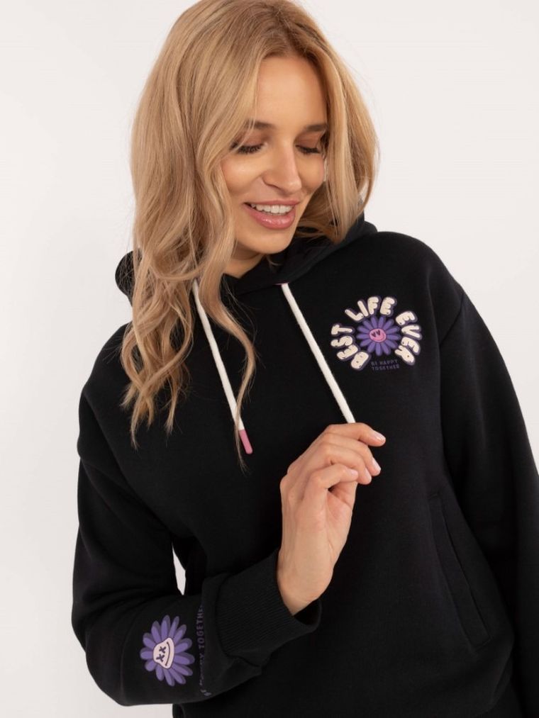 Bluza damska z kapturem, grafitowa, Sublevel