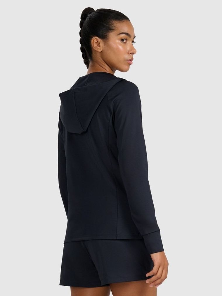 Bluza damska z kapturem, rozpinana, czarna, 4F