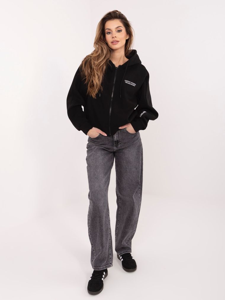 Bluza damska z kapturem, rozpinana, czarna, Sublevel