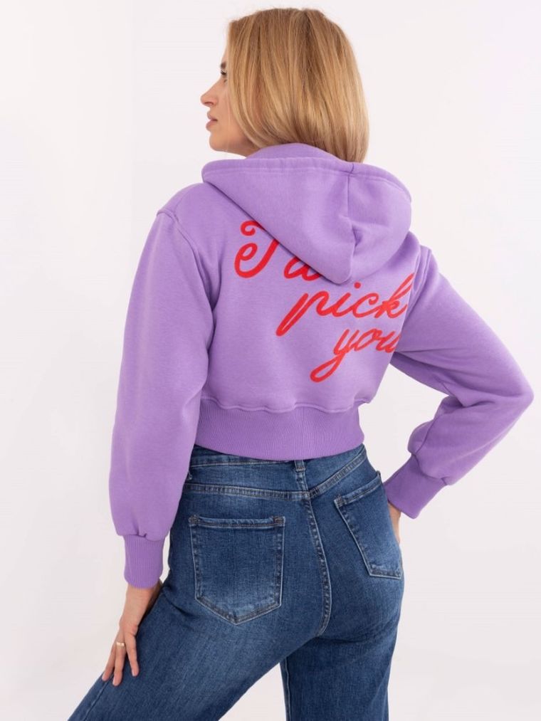 Bluza damska z kapturem, rozpinana, fioletowa, Calimera