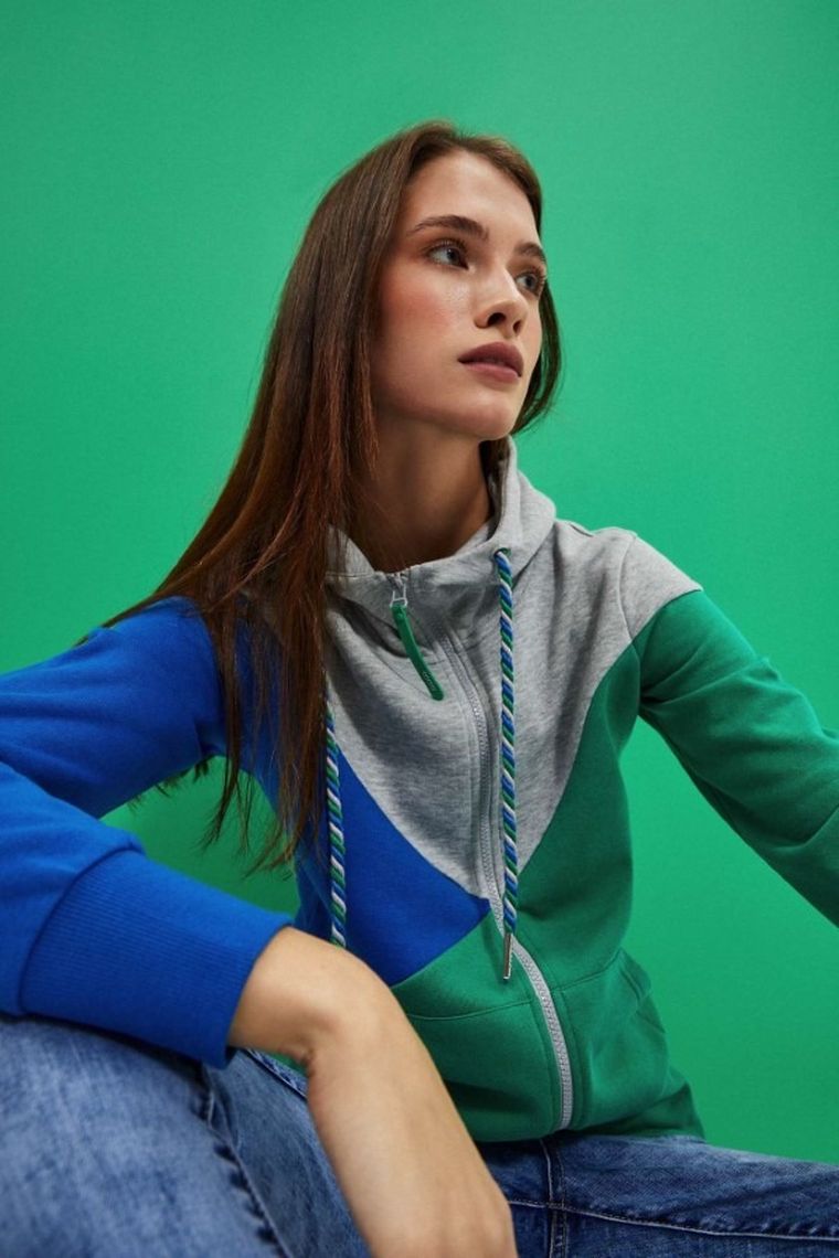 Bluza damska z kapturem, rozpinana, mix, Moodo