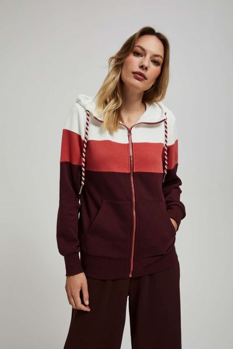 Bluza damska z kapturem, rozpinana, mix, Moodo