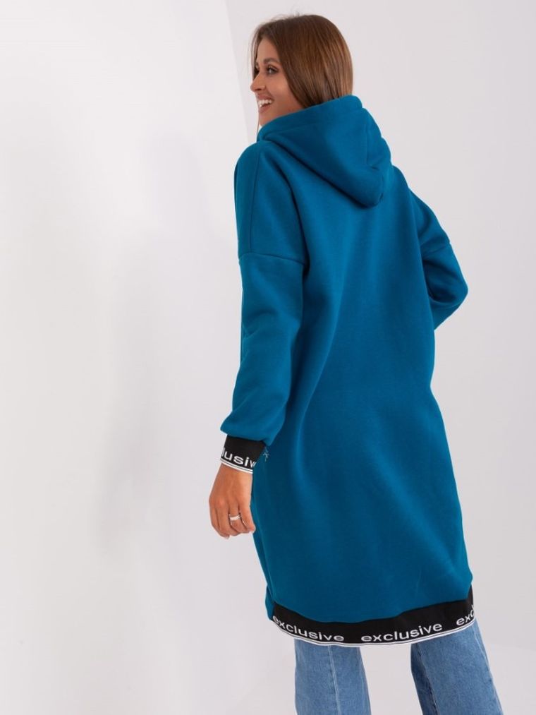 Bluza damska z kapturem, rozpinana, niebieska, Relevance