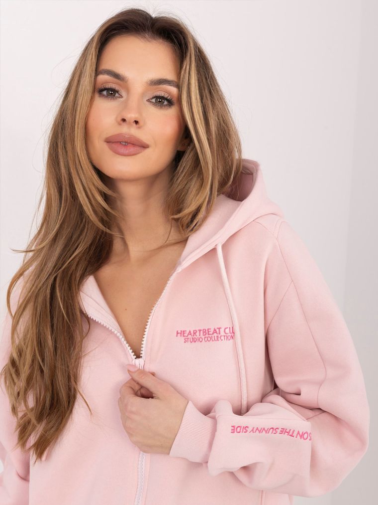 Bluza damska z kapturem, rozpinana, różowa, Sublevel