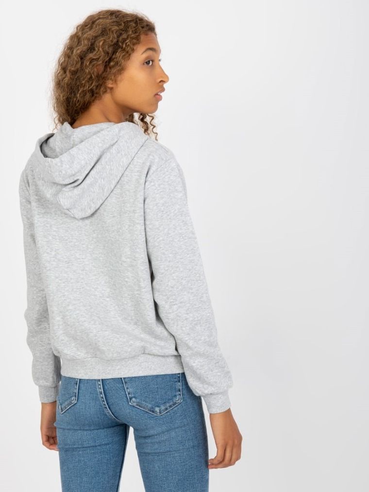 Bluza damska z kapturem, rozpinana, szara, Basic Feel Good