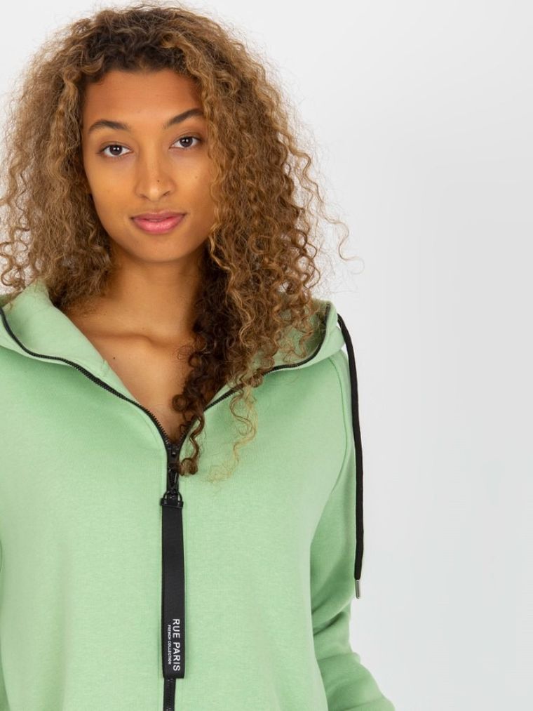 Bluza damska z kapturem, rozpinana, zielona, Rue Paris