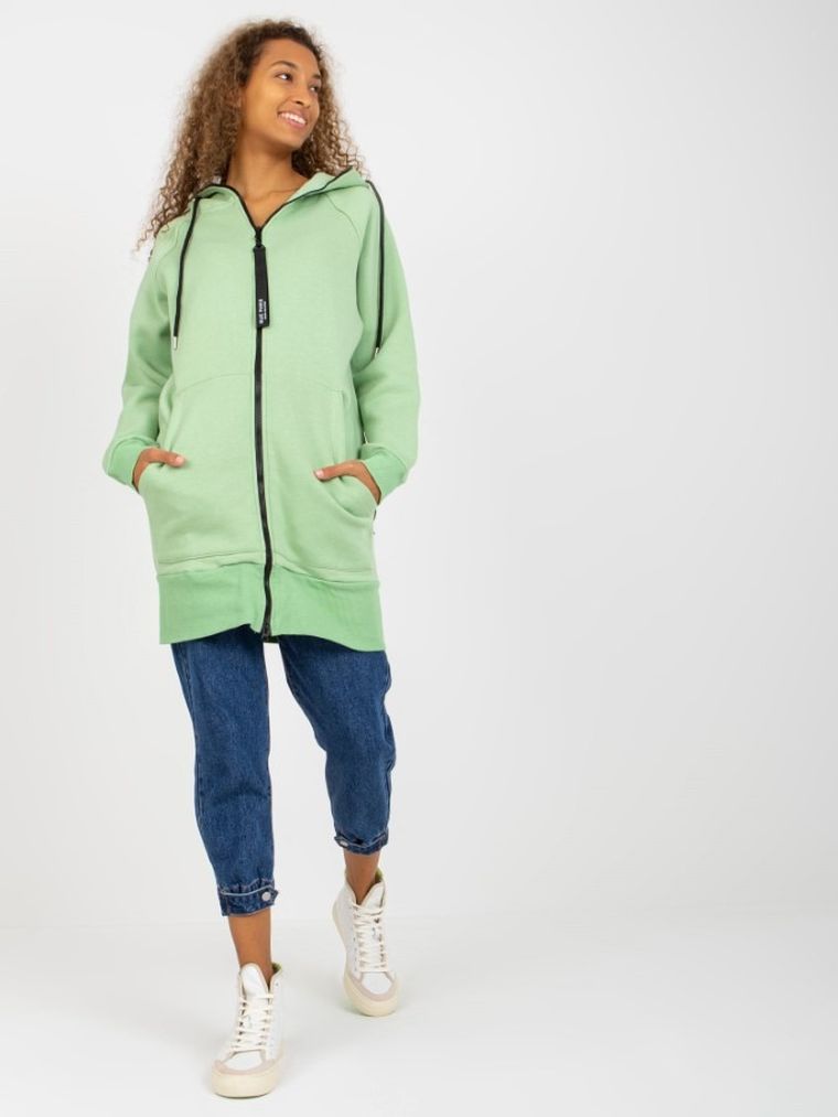 Bluza damska z kapturem, rozpinana, zielona, Rue Paris