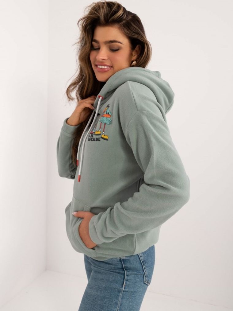 Bluza damska z kapturem, zielona, Sublevel