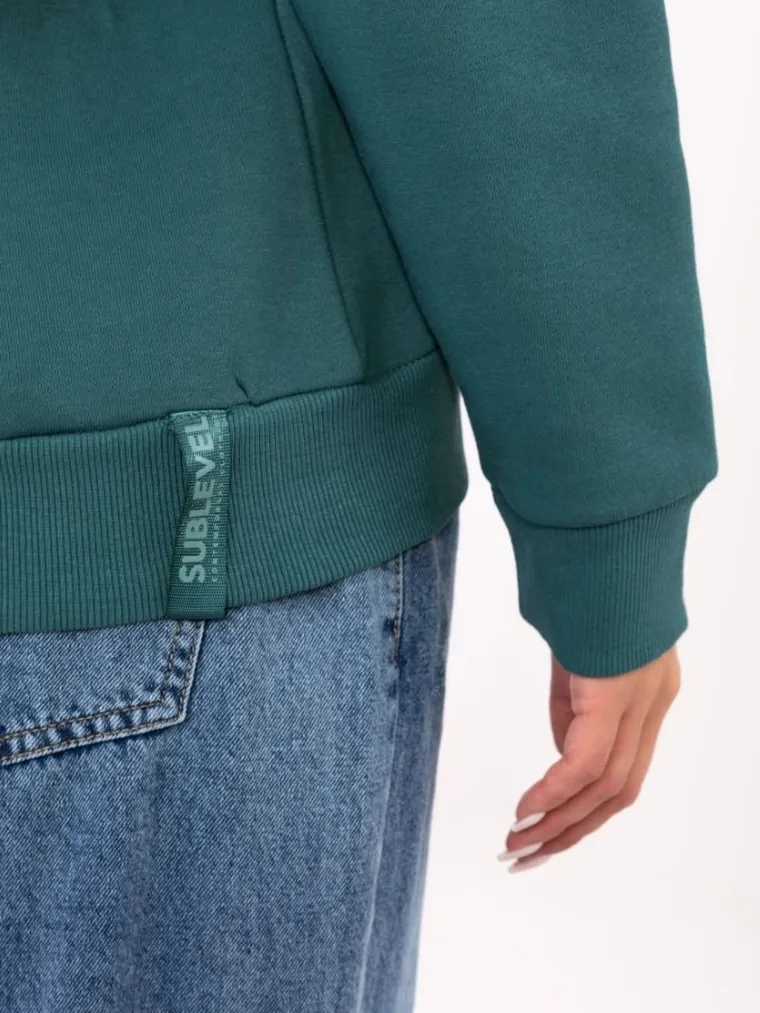 Bluza damska z kapturem, zielona, Sublevel