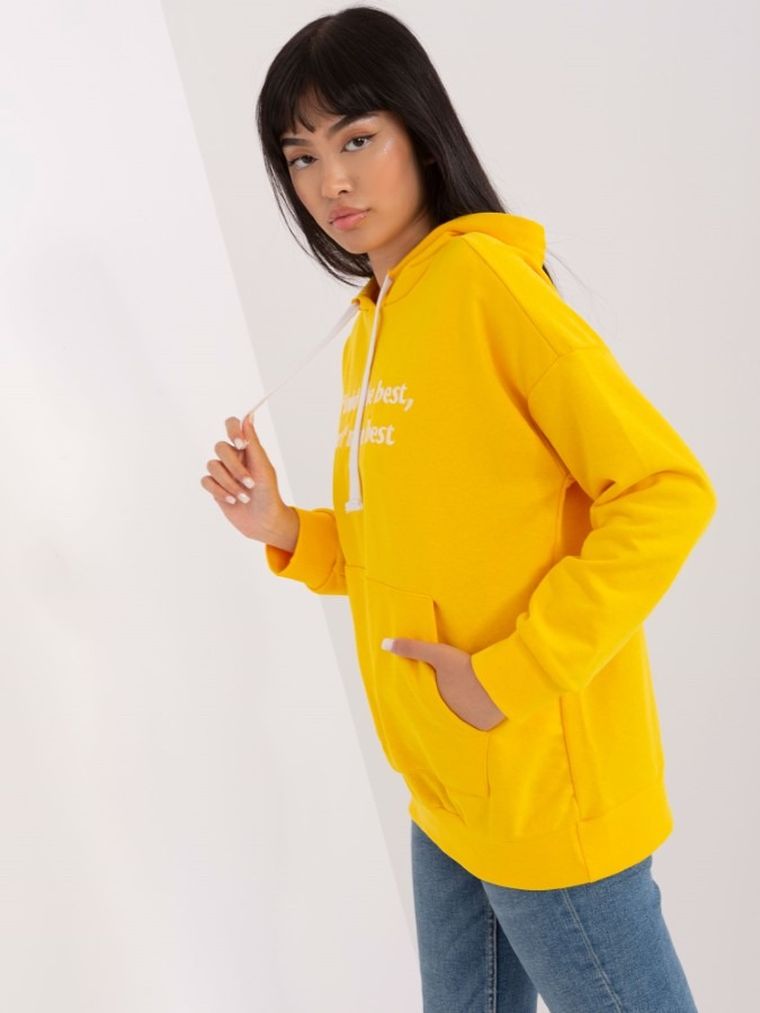 Bluza damska z kapturem, żółta, Lily Rose