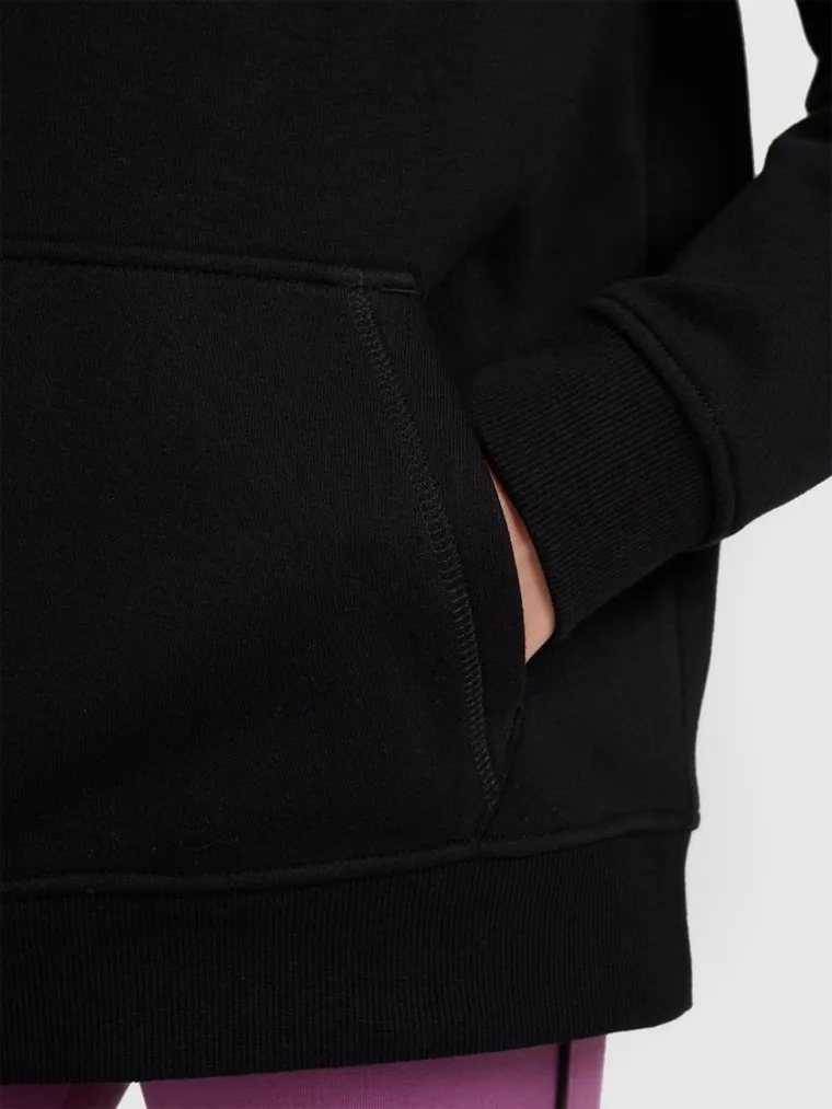 Bluza dziewczęca z kapturem, czarna, 4F