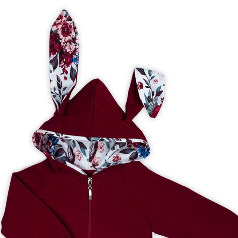 Bluza dziewczęca z kapturem, rozpinana, bordowa, Nicol