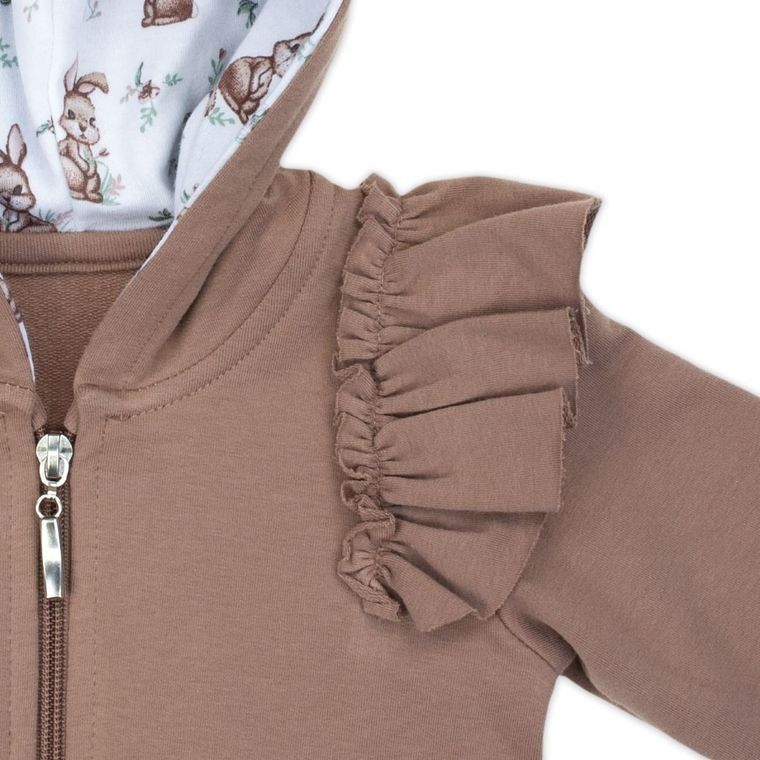 Bluza dziewczęca z kapturem, rozpinana, brązowa, Nicol