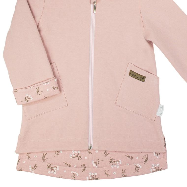 Bluza dziewczęca z kapturem, rozpinana, różowa, Nicol