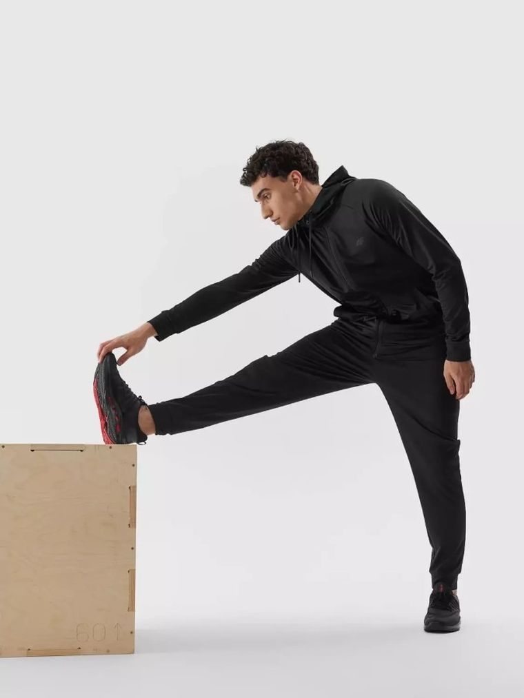 Bluza męska z kapturem, rozpinana, czarna, 4F