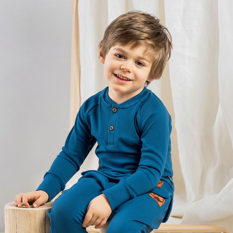 Bluzka chłopięca z długim rękawem, granatowa, Nicol