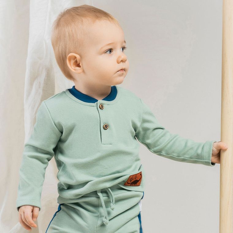 Bluzka chłopięca z długim rękawem, miętowa, Nicol