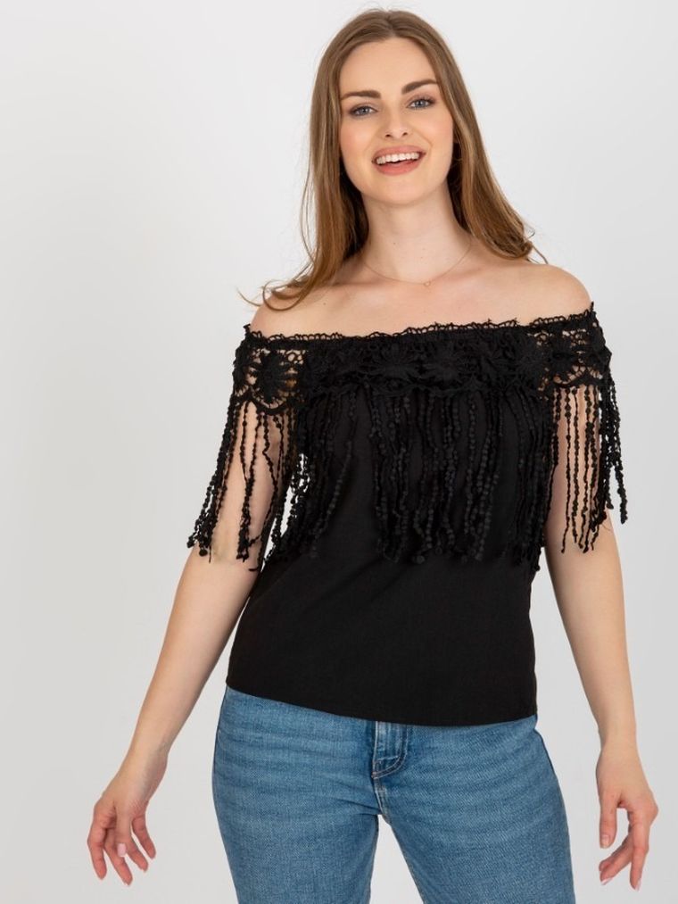 Bluzka damska bez rękawów, czarna, Factory Price