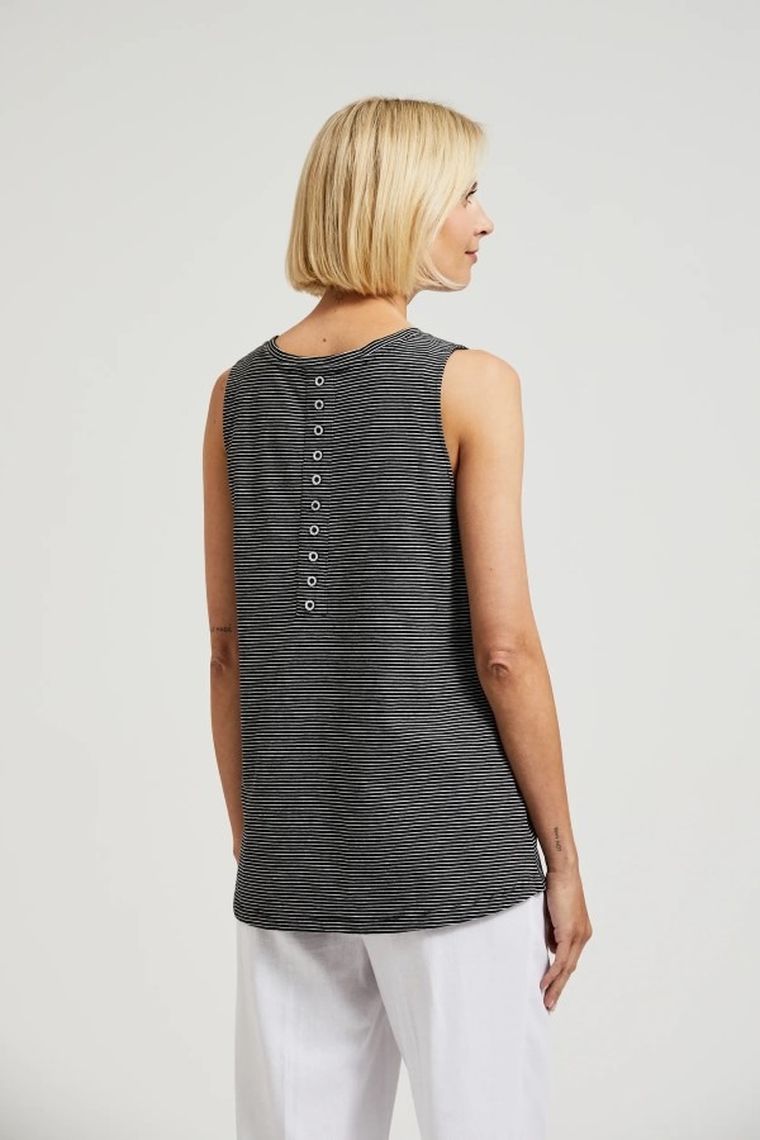 Bluzka damska bez rękawów, czarna, Moodo