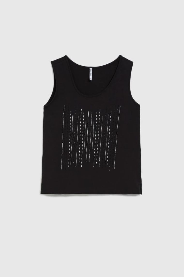 Bluzka damska bez rękawów, czarna, Moodo