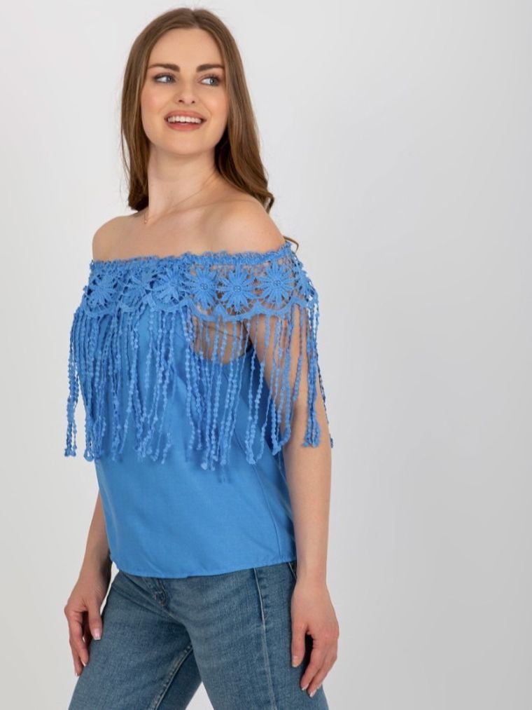 Bluzka damska bez rękawów, niebieska, Factory Price