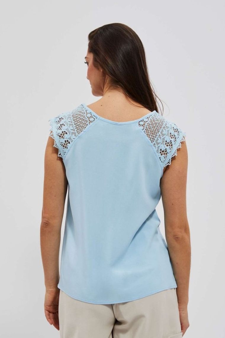 Bluzka damska bez rękawów, niebieska, Moodo