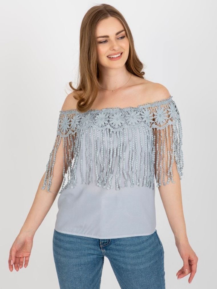 Bluzka damska bez rękawów, szara, Factory Price