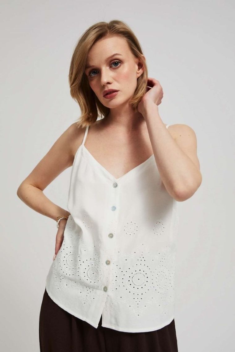 Bluzka damska na ramiączka, biała, Moodo