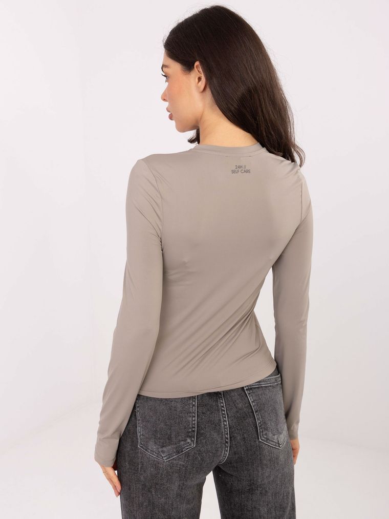 Bluzka damska z długim rękawem, beżowa, Sublevel