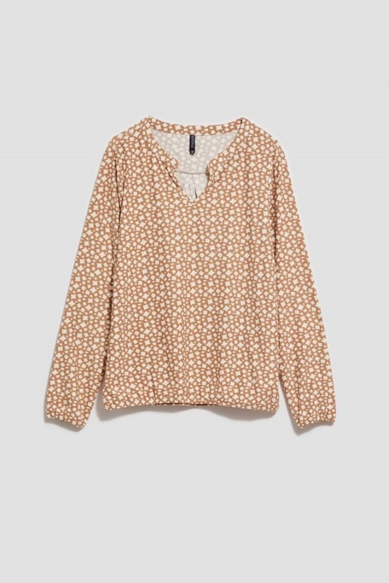 Bluzka damska z długim rękawem, biała, Moodo