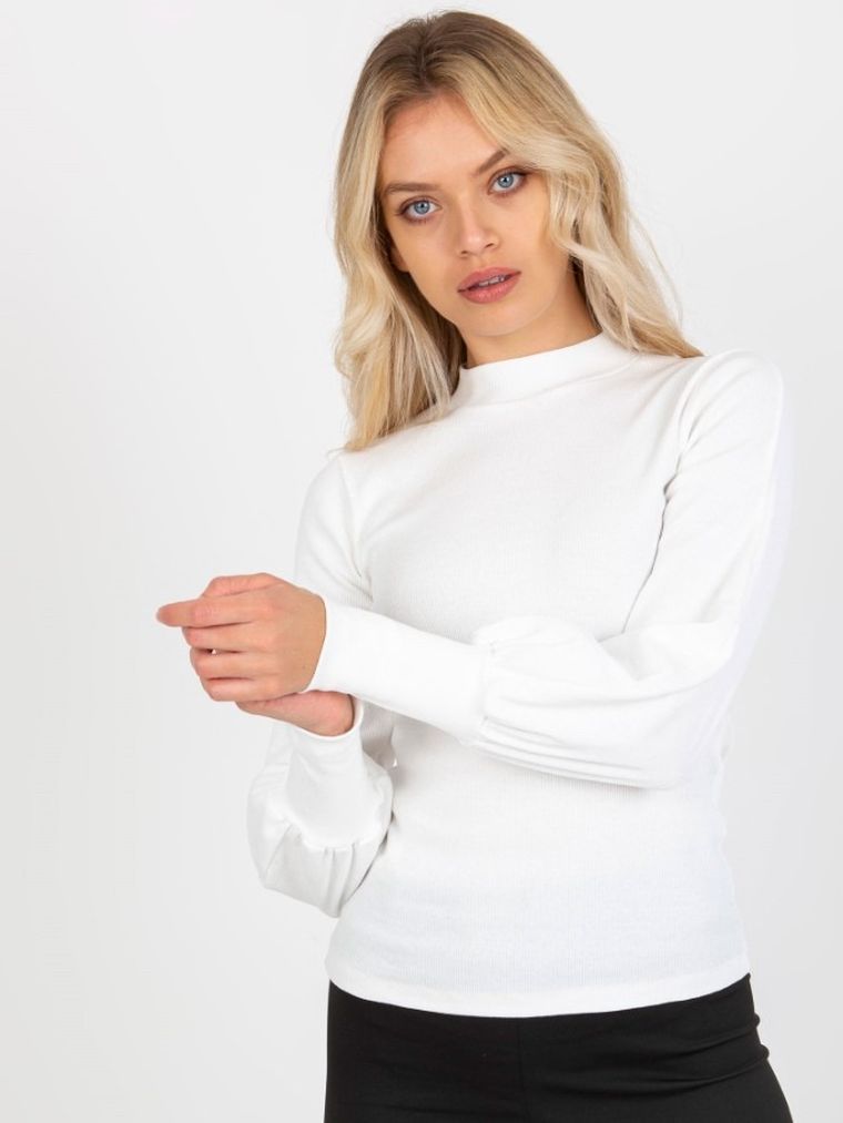 Bluzka damska z długim rękawem, biała, Rue Paris