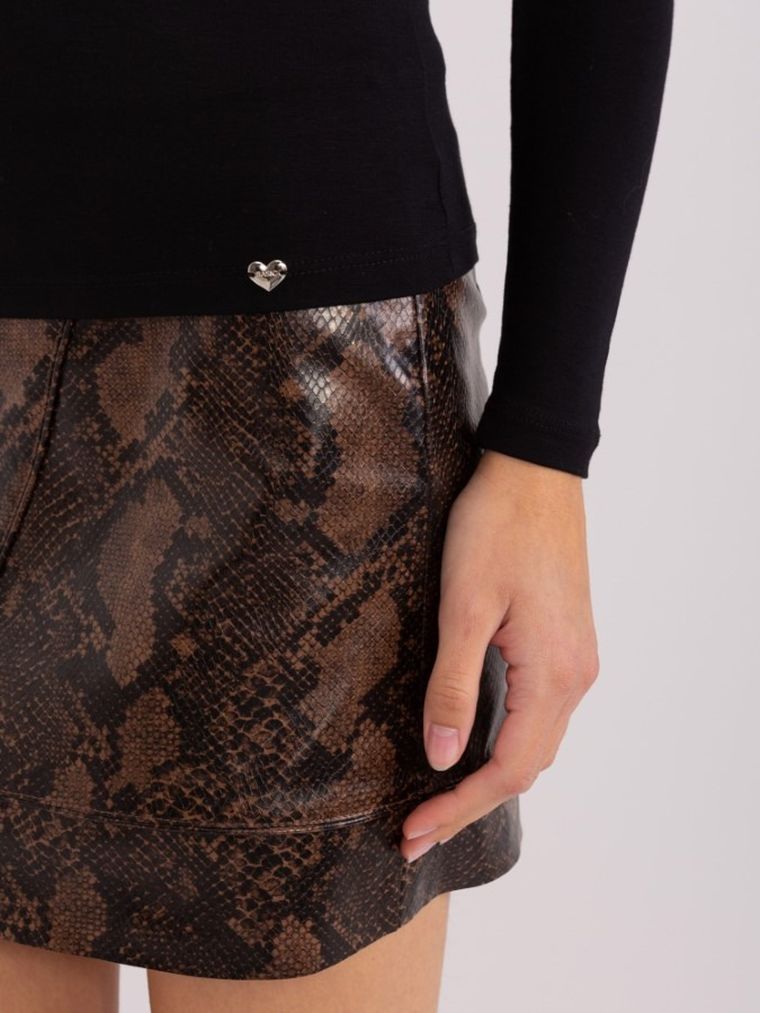 Bluzka damska z długim rękawem, czarna, Basic Feel Good