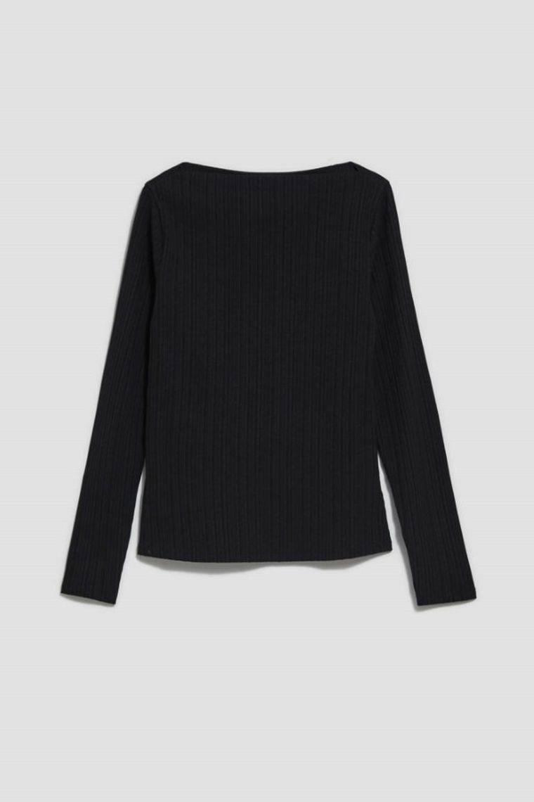 Bluzka damska z długim rękawem, czarna, Moodo