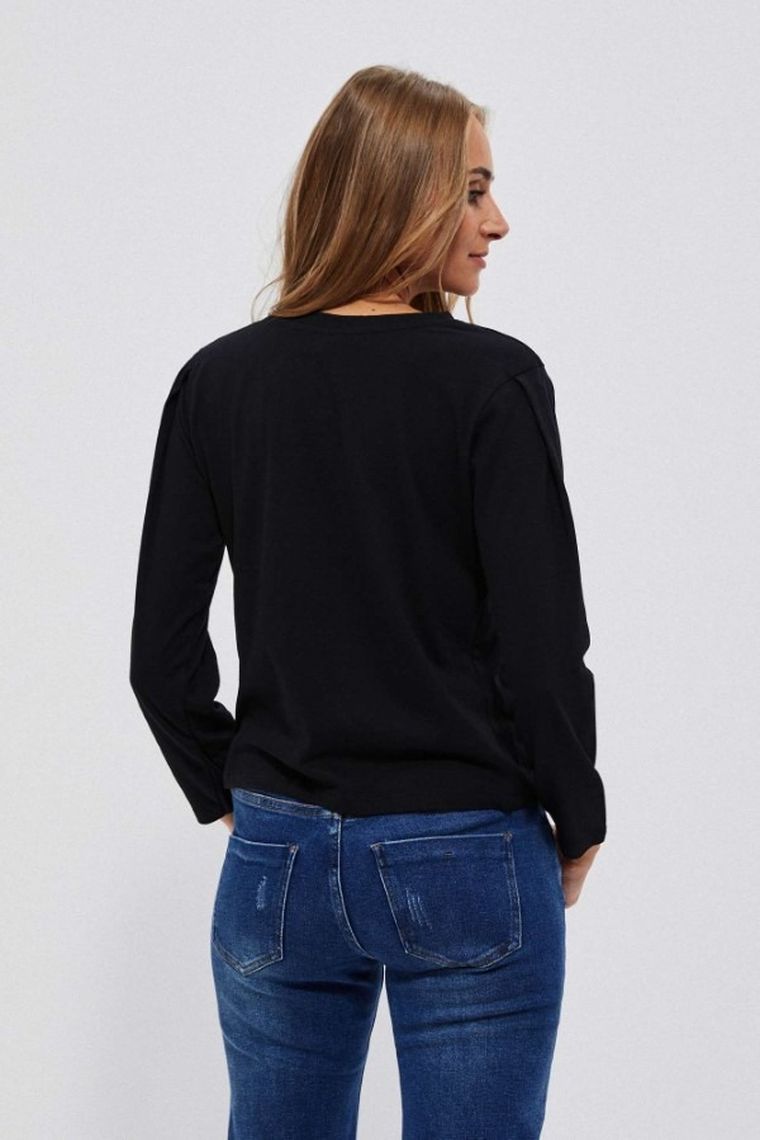 Bluzka damska z długim rękawem, czarna, Moodo