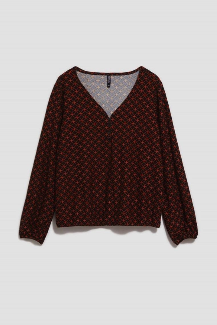 Bluzka damska z długim rękawem, czarna, Moodo