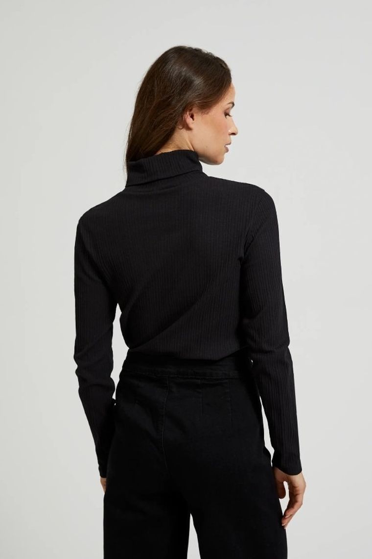 Bluzka damska z długim rękawem, czarna, Moodo