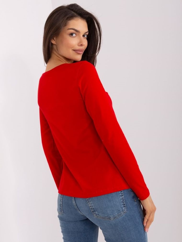 Bluzka damska z długim rękawem, czerwona, Rue Paris