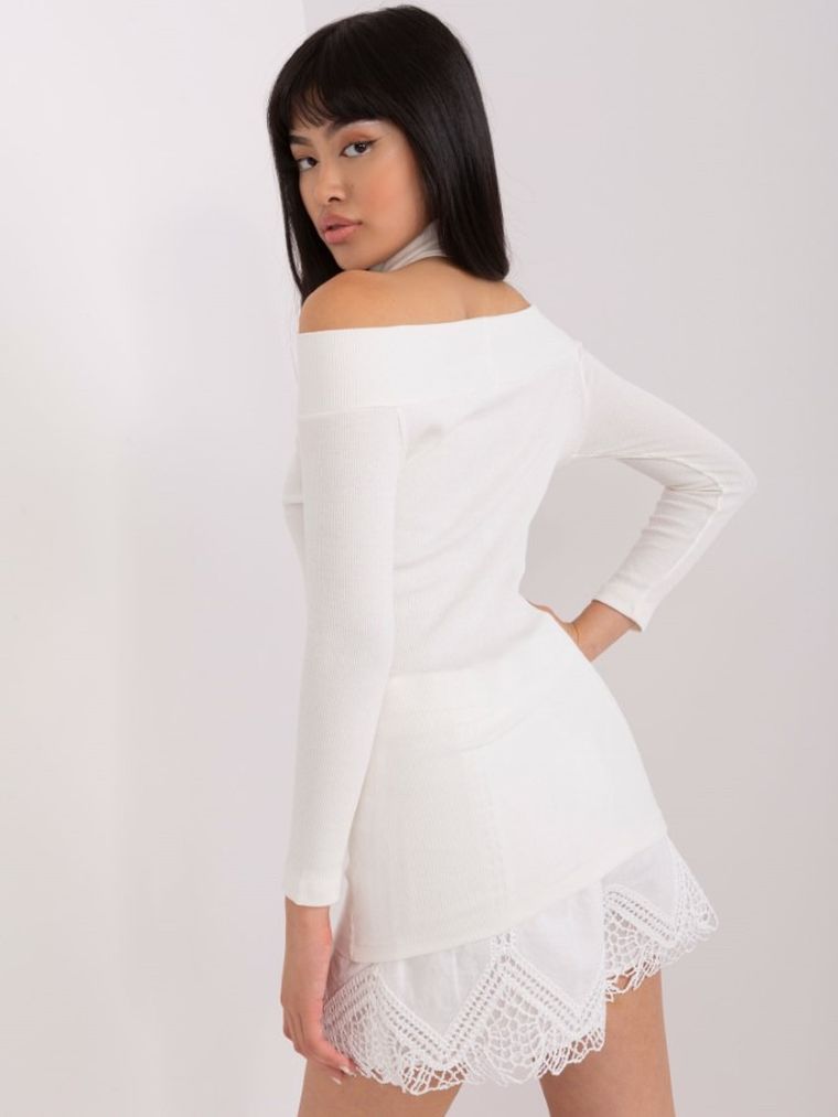 Bluzka damska z długim rękawem, ecru, Lily Rose