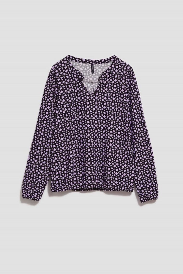 Bluzka damska z długim rękawem, fioletowa, Moodo