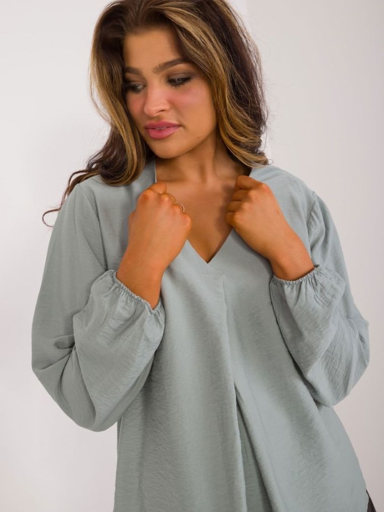 Bluzka damska z długim rękawem, khaki, Sublevel