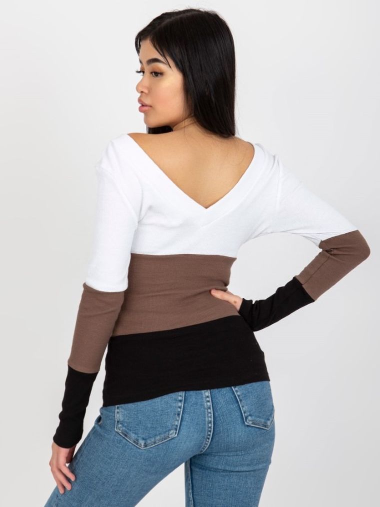 Bluzka damska z długim rękawem, mix, Rue Paris