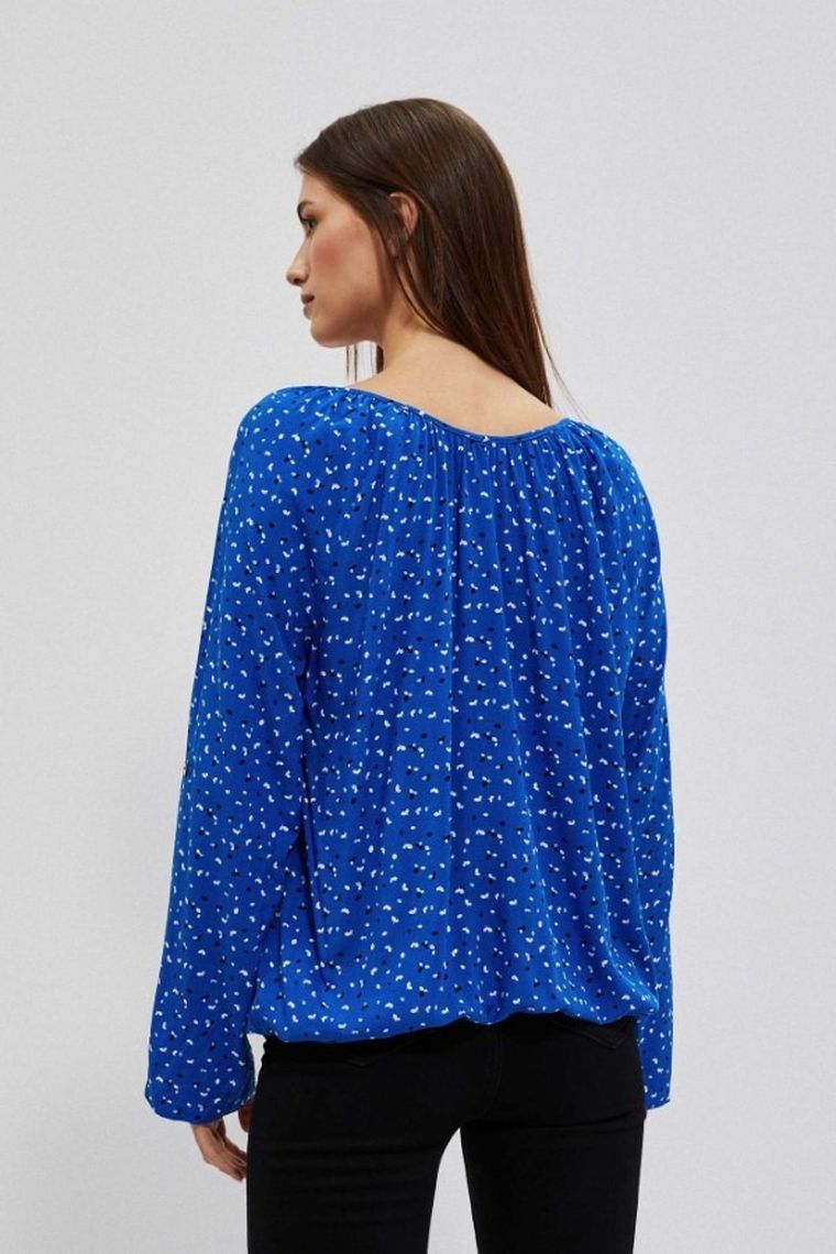 Bluzka damska z długim rękawem, niebieska, Moodo
