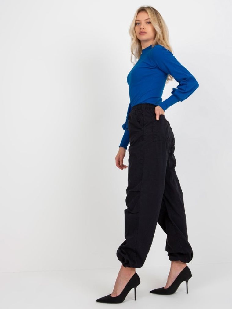 Bluzka damska z długim rękawem, niebieska, Rue Paris