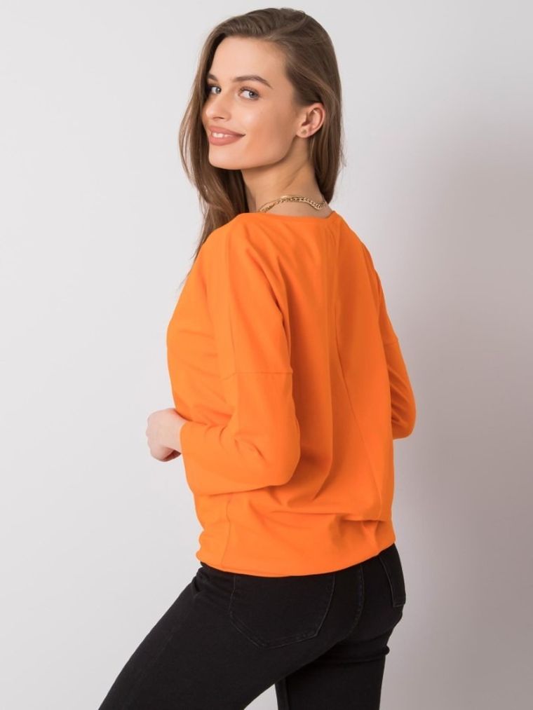 Bluzka damska z długim rękawem, pomarańczowa, Basic Feel Good