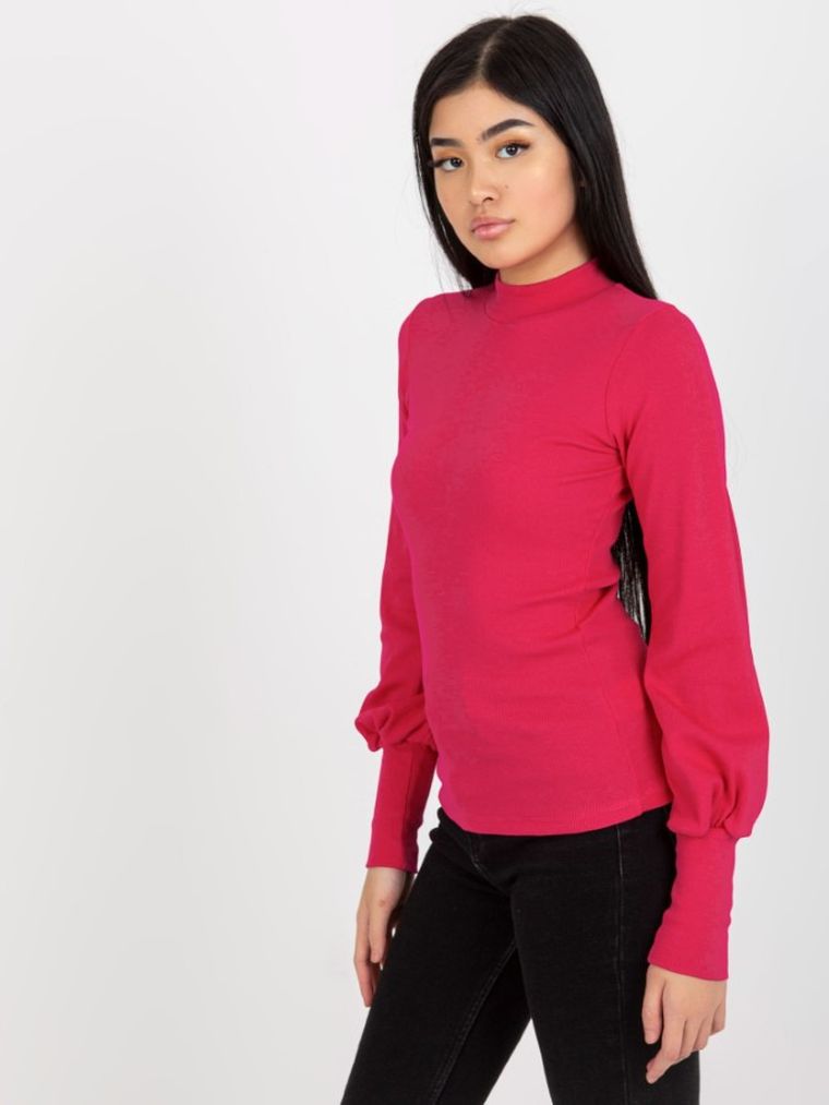 Bluzka damska z długim rękawem, różowa, Rue Paris