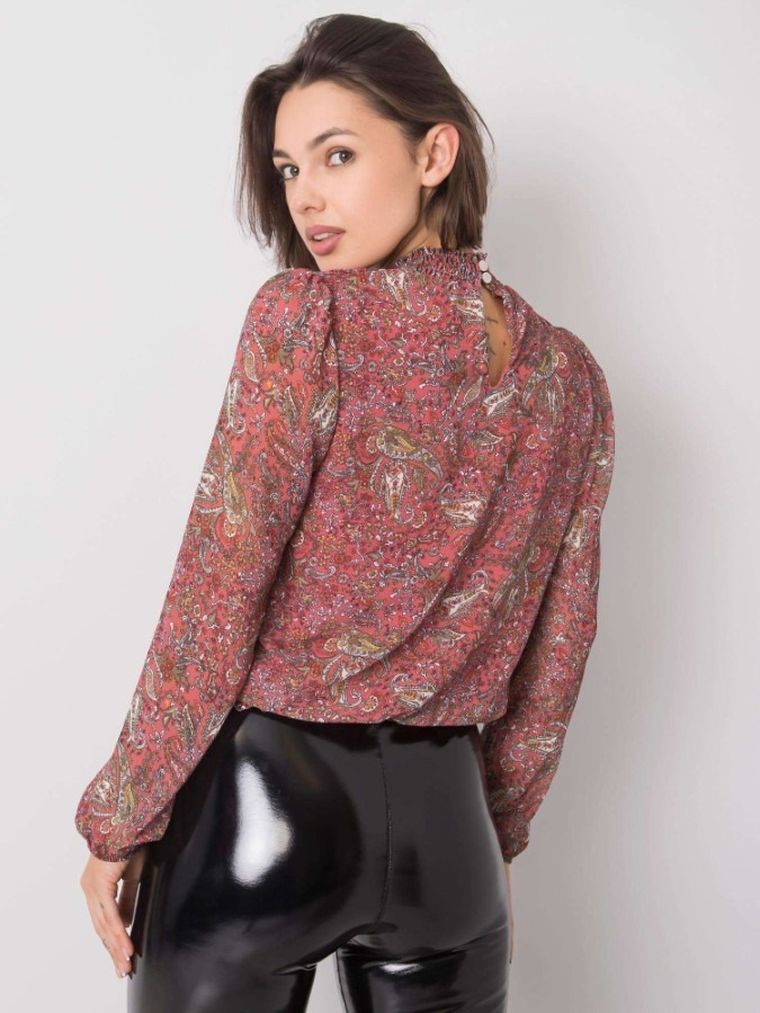 Bluzka damska z długim rękawem, różowa, Sublevel