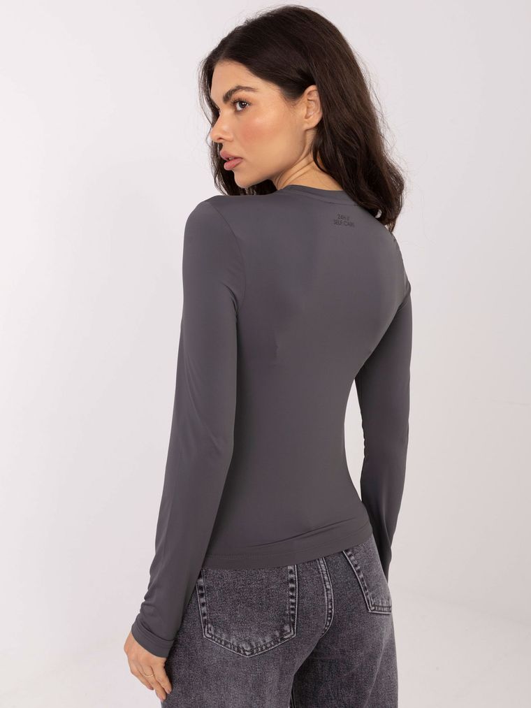 Bluzka damska z długim rękawem, szara, Sublevel