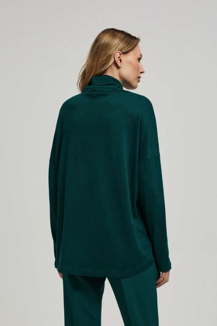 Bluzka damska z długim rękawem, zielona, Moodo